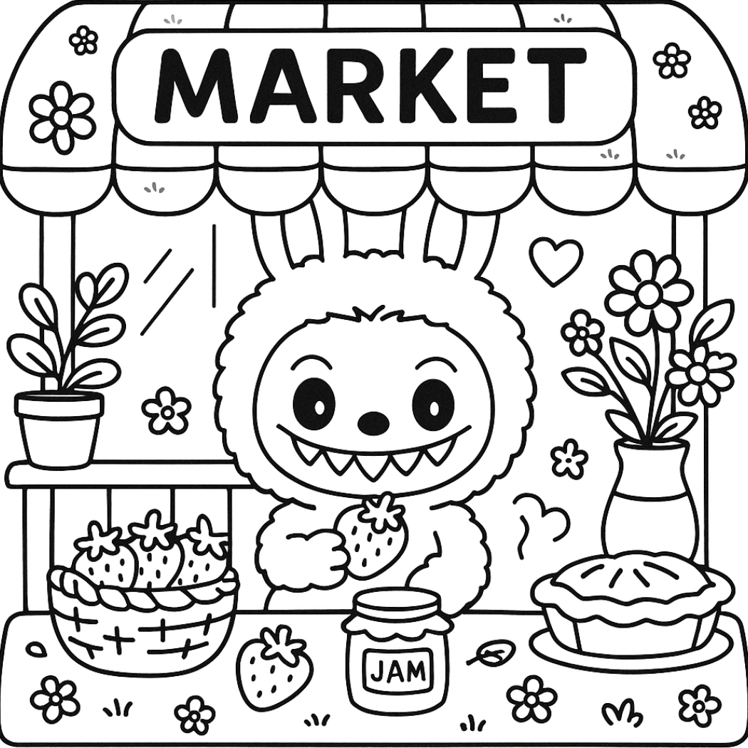 Labubu para colorir – Desenhos fofos para imprimir gratis