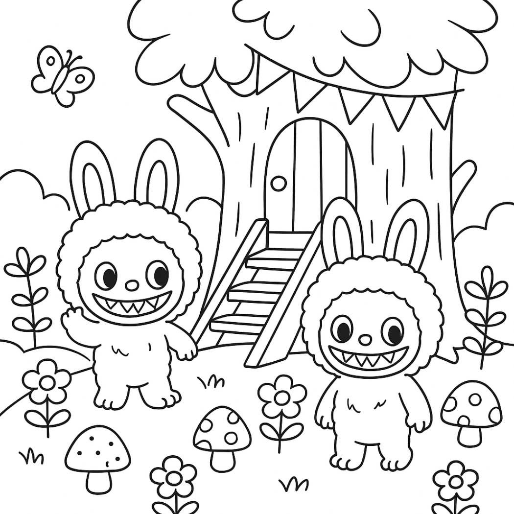 Labubu para colorir – Desenhos fofos para imprimir gratis