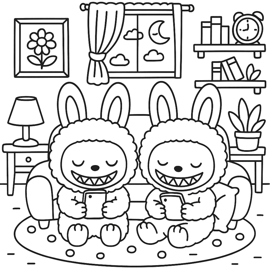 Labubu para colorir – Desenhos fofos para imprimir gratis