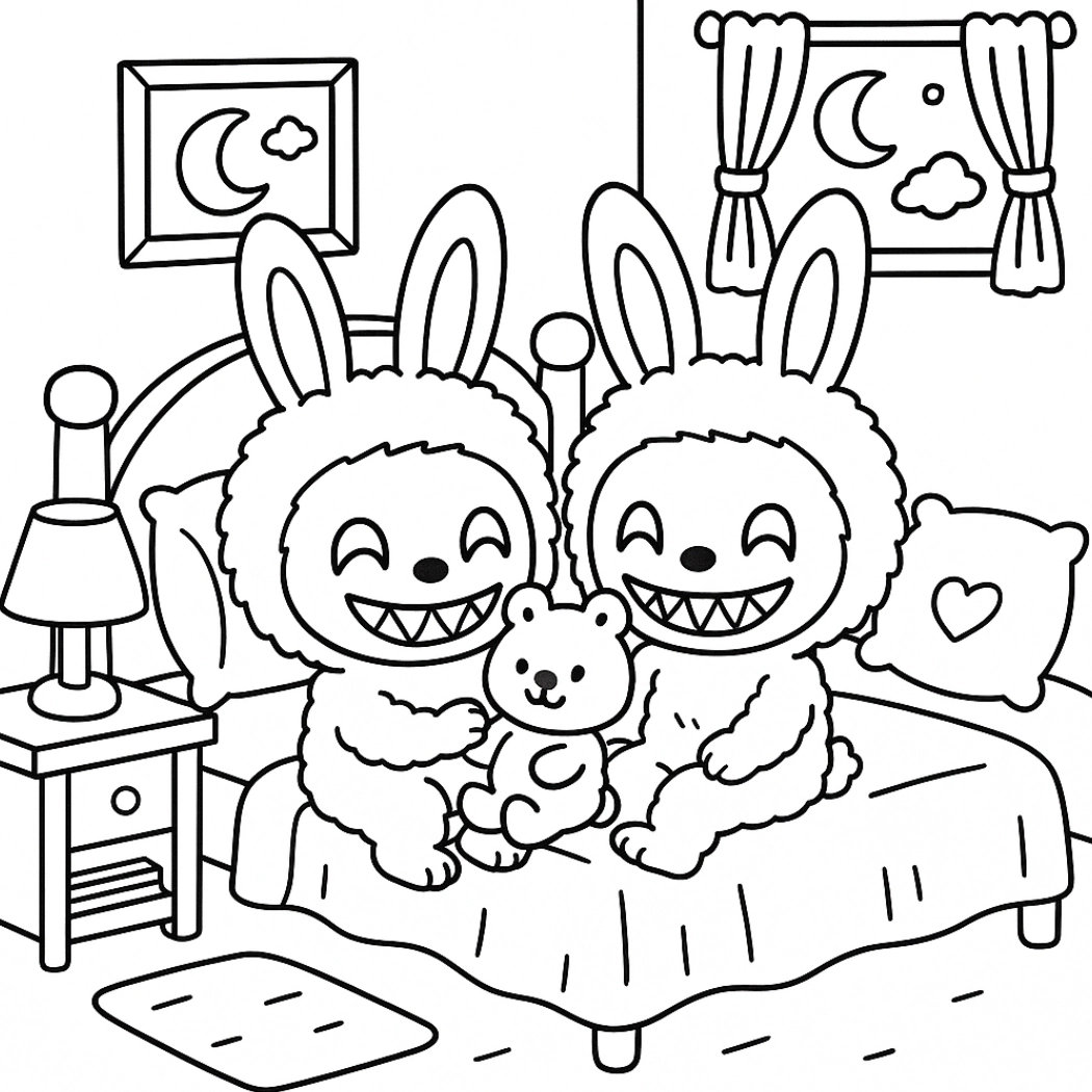 Labubu para colorir – Desenhos fofos para imprimir gratis