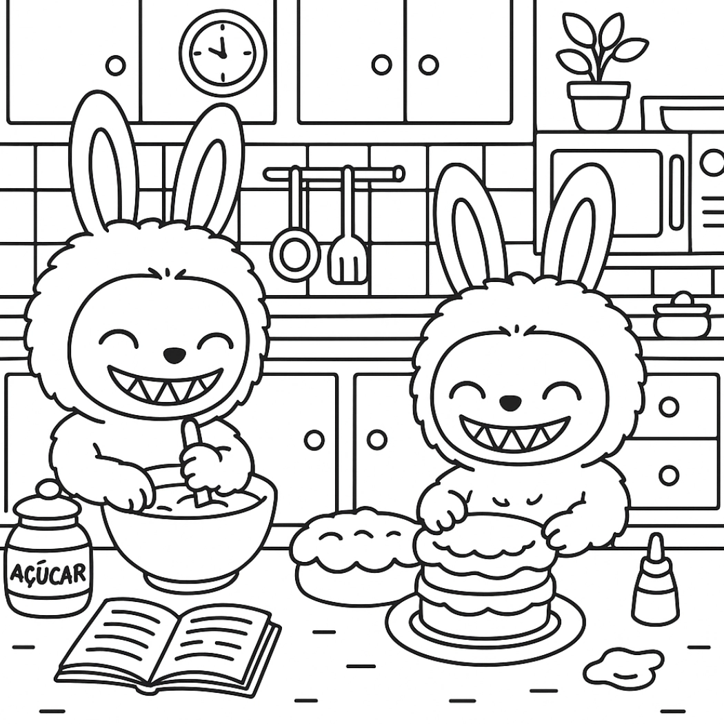 Labubu para colorir – Desenhos fofos para imprimir gratis