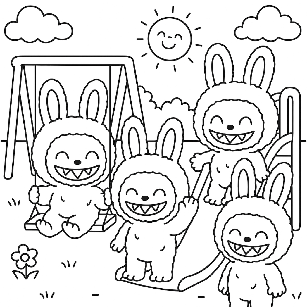 Labubu para colorir – Desenhos fofos para imprimir gratis