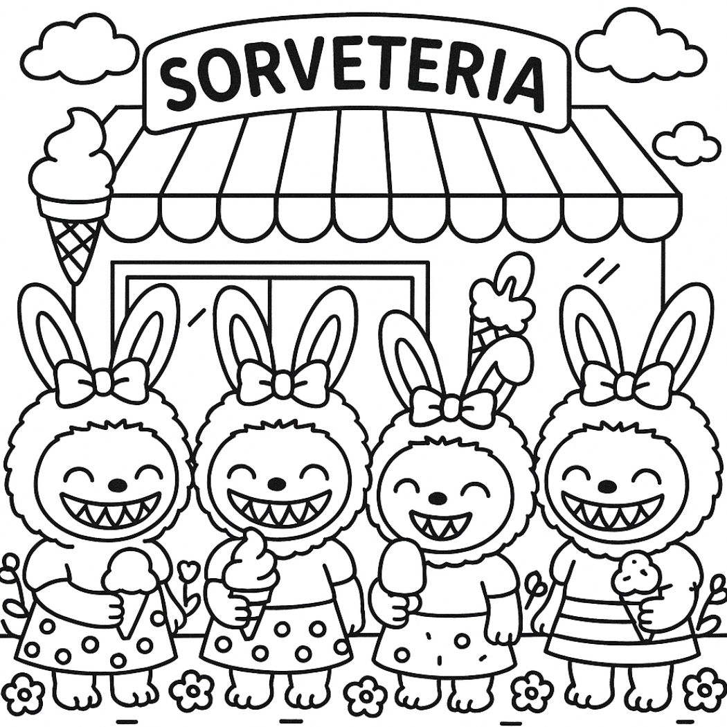 Labubu para colorir – Desenhos fofos para imprimir gratis