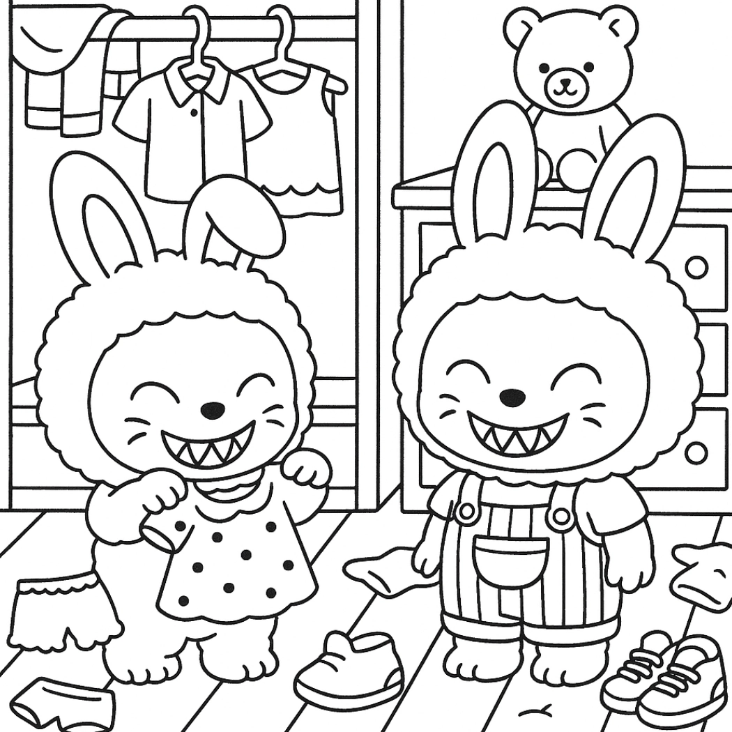 Labubu para colorir – Desenhos fofos para imprimir gratis