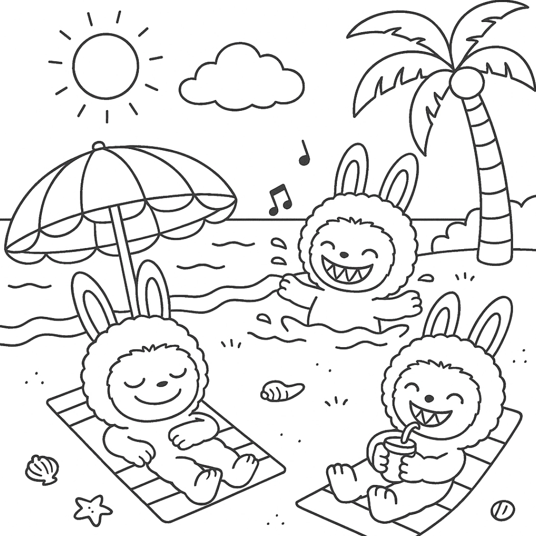 Labubu para colorir – Desenhos fofos para imprimir gratis