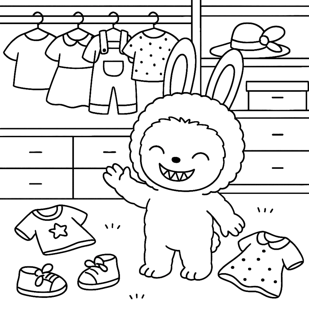 Labubu para colorir – Desenhos fofos para imprimir gratis