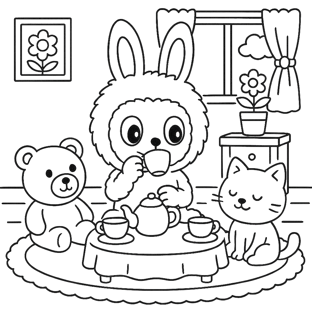 Labubu para colorir – Desenhos fofos para imprimir gratis