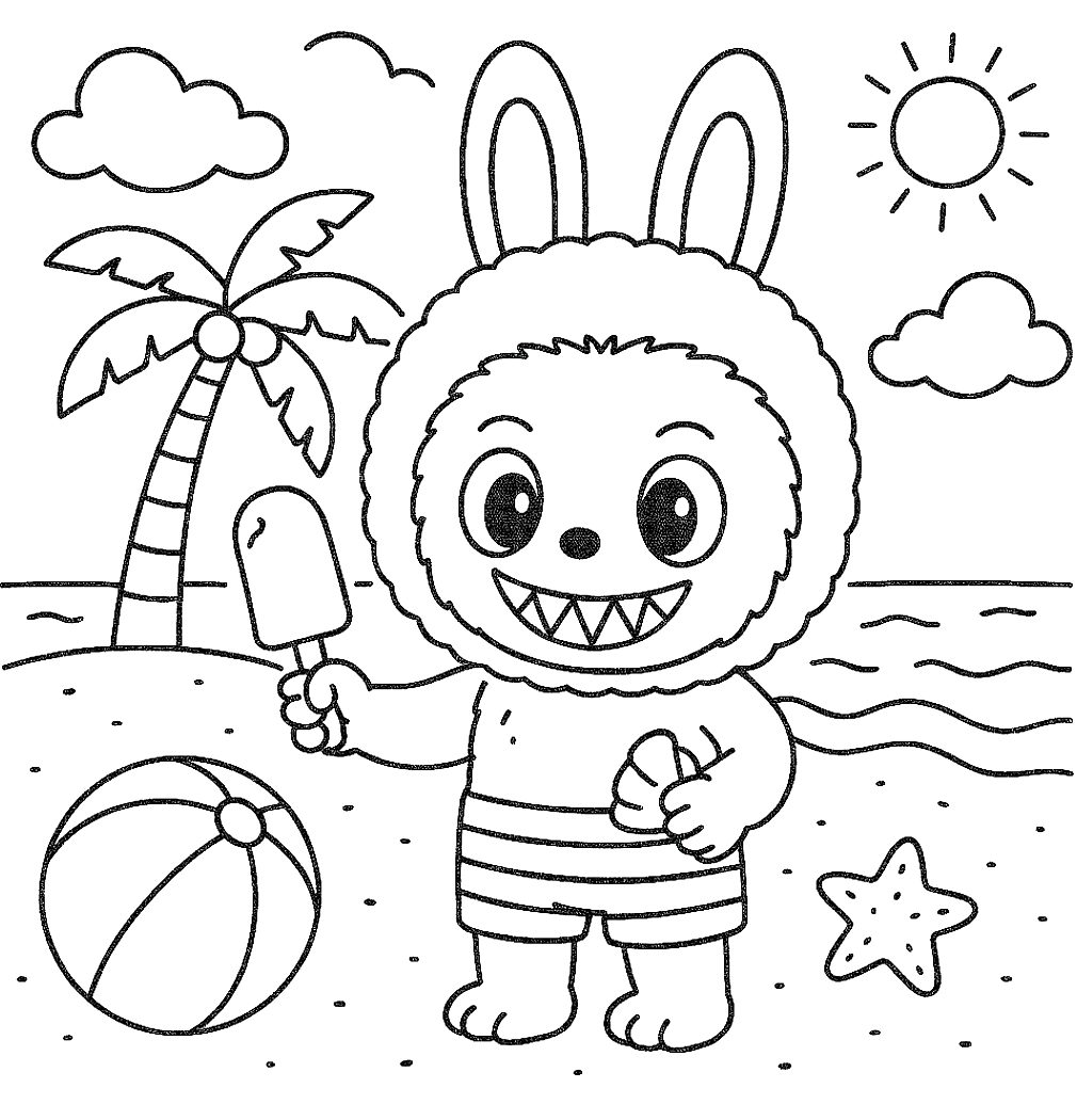 Labubu para colorir – Desenhos fofos para imprimir gratis