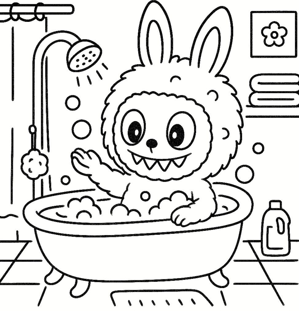 Labubu para colorir – Desenhos fofos para imprimir gratis