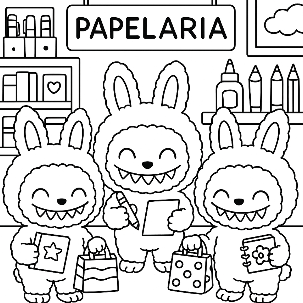 Labubu para colorir – Desenhos fofos para imprimir gratis