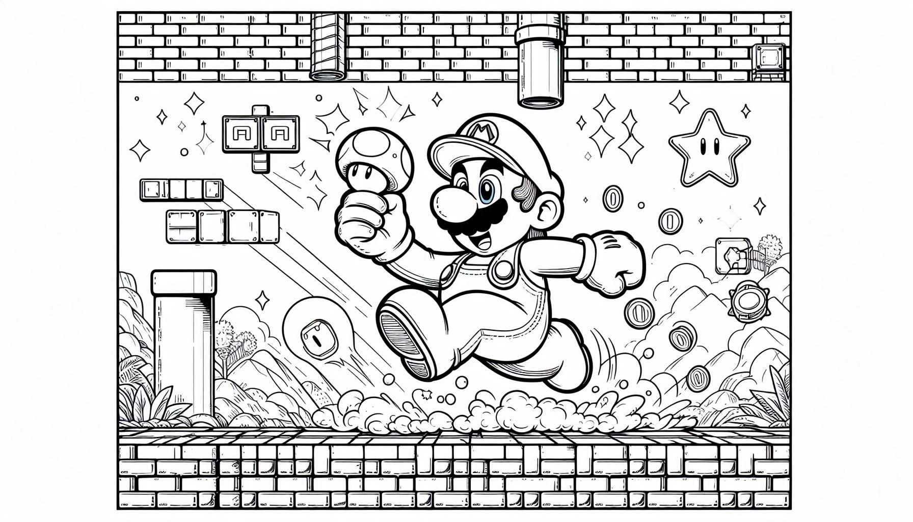 Mario Bros para colorir – Desenhos do Super Mario para imprimir grátis