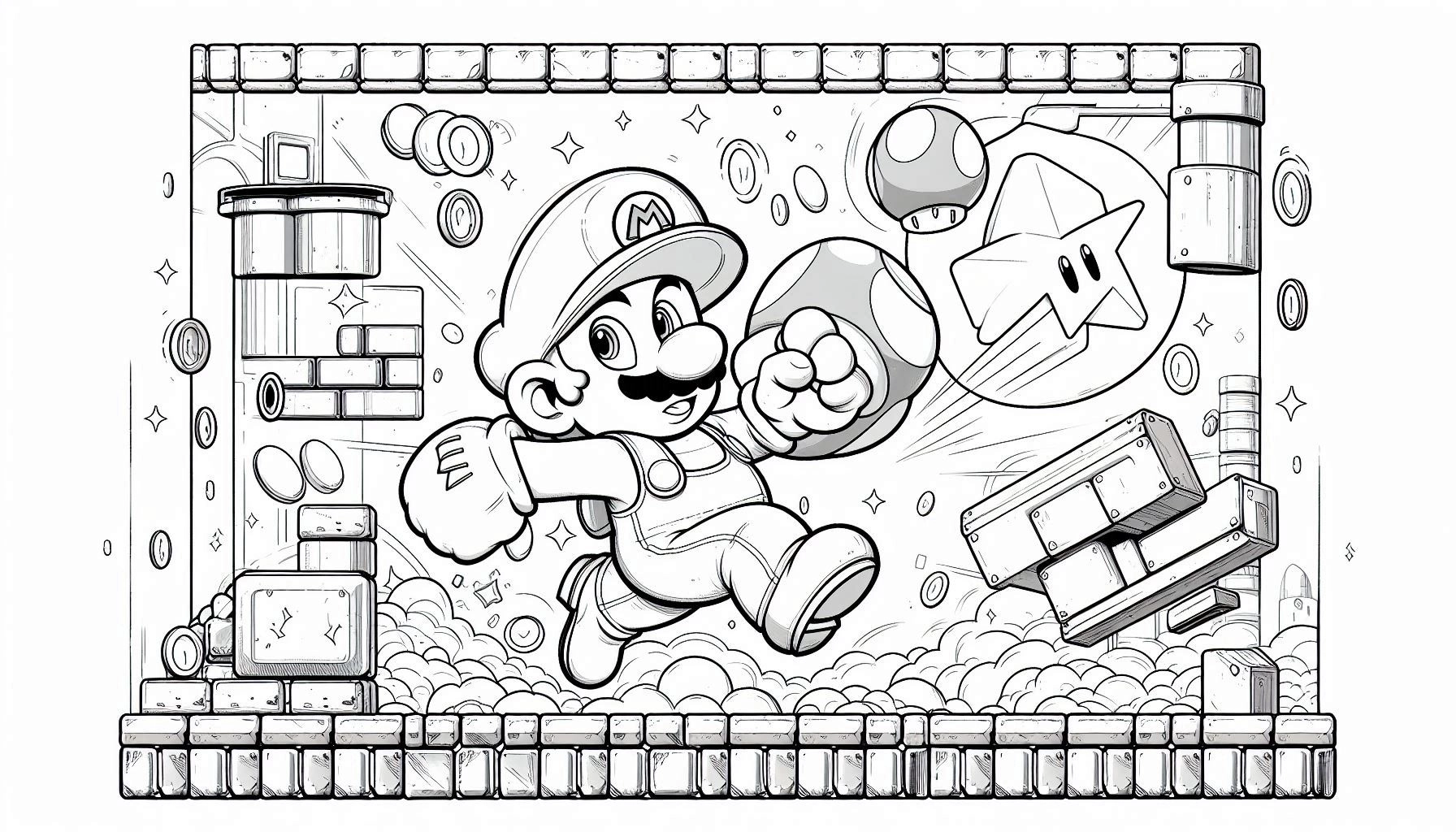 Mario Bros para colorir – Desenhos do Super Mario para imprimir grátis