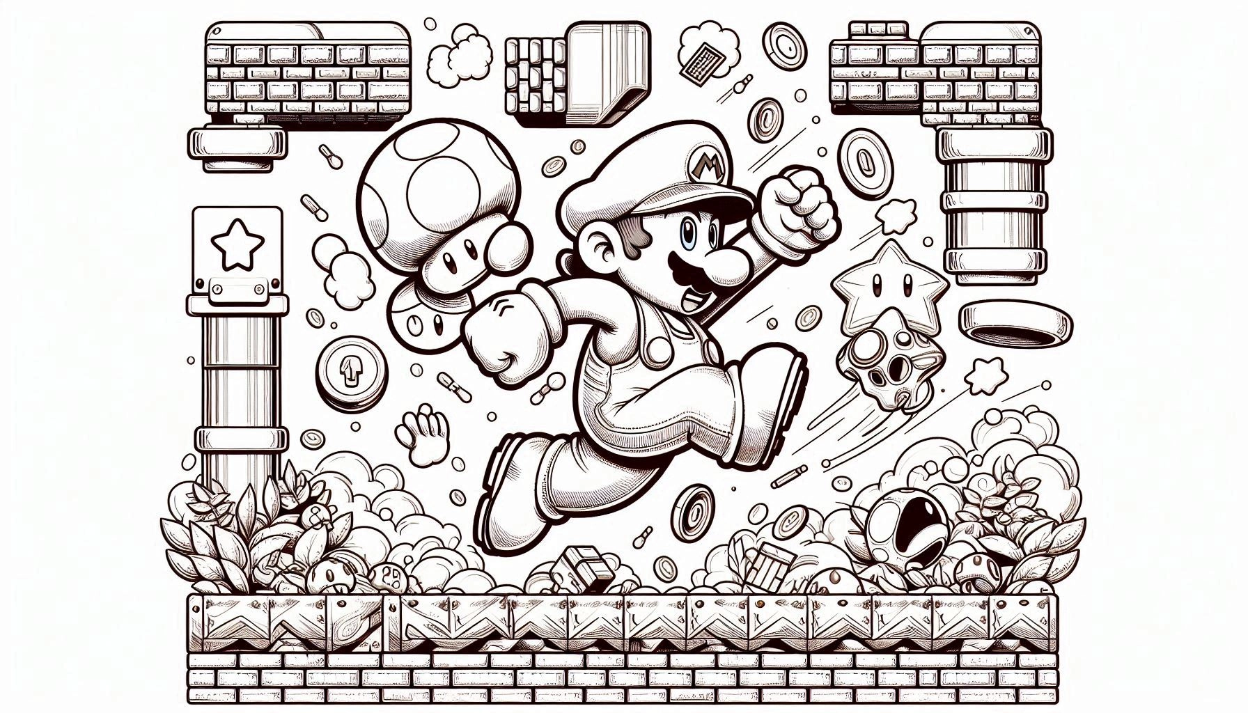 Mario Bros para colorir – Desenhos do Super Mario para imprimir grátis