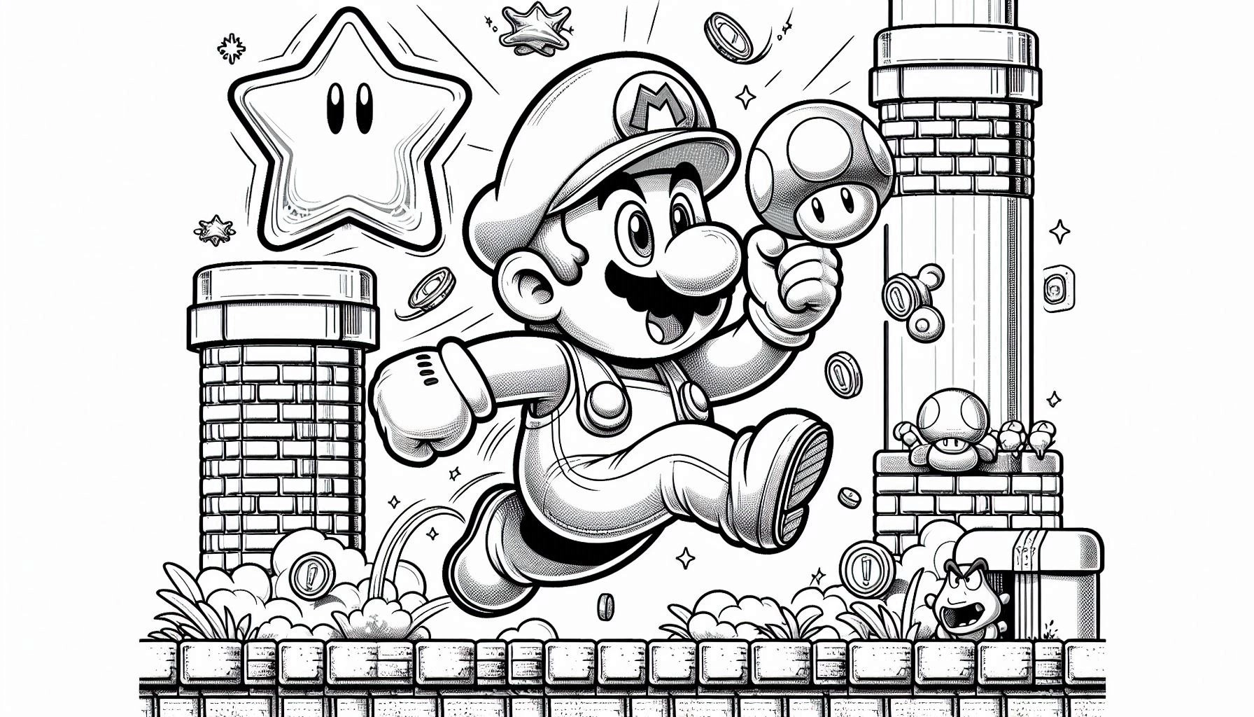 Mario Bros para colorir – Desenhos do Super Mario para imprimir grátis