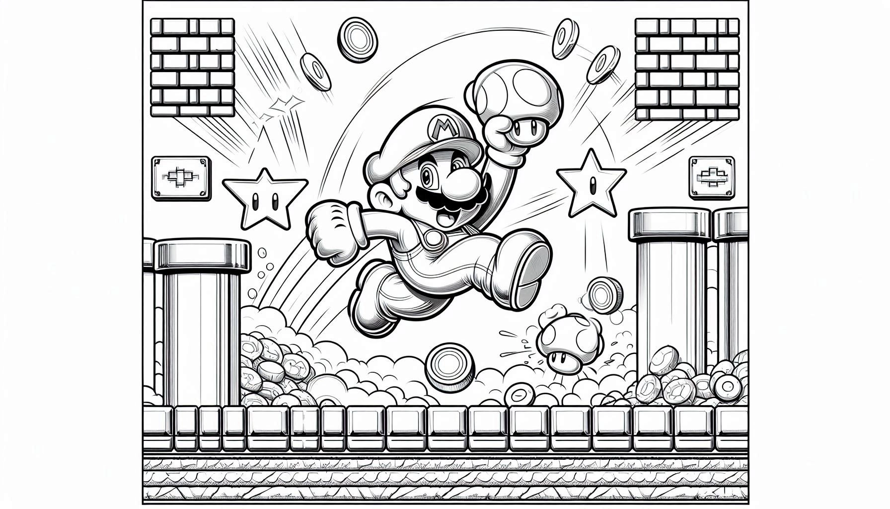 Mario Bros para colorir – Desenhos do Super Mario para imprimir grátis