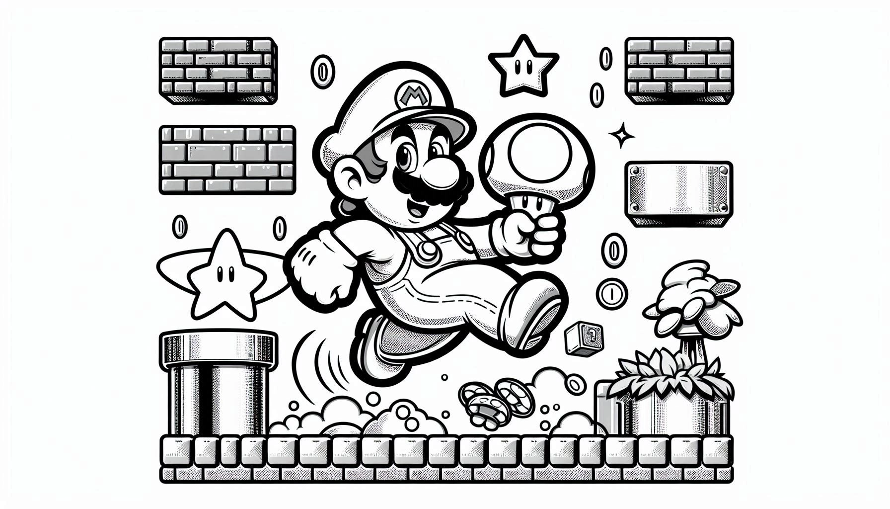 Mario Bros para colorir – Desenhos do Super Mario para imprimir grátis