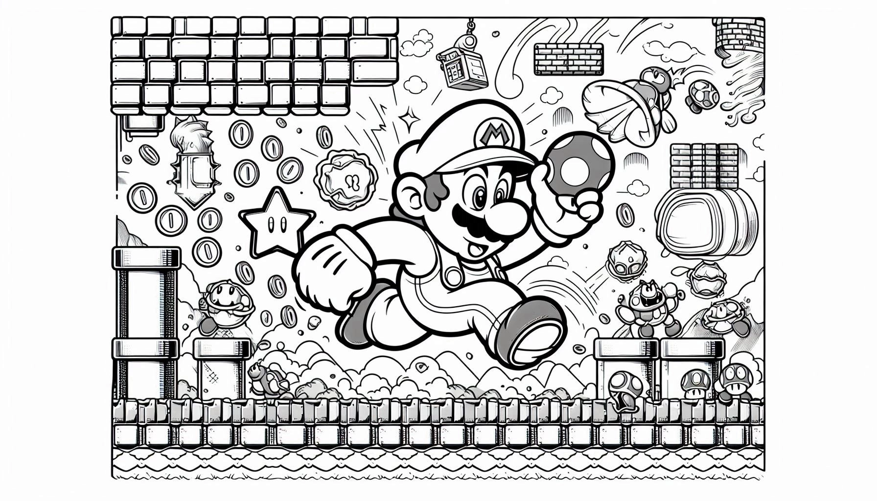 Mario Bros para colorir – Desenhos do Super Mario para imprimir grátis