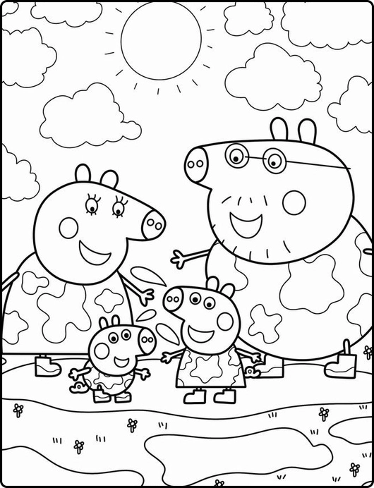 Peppa Pig para colorir – Desenhos da Peppa e família para imprimir grátis